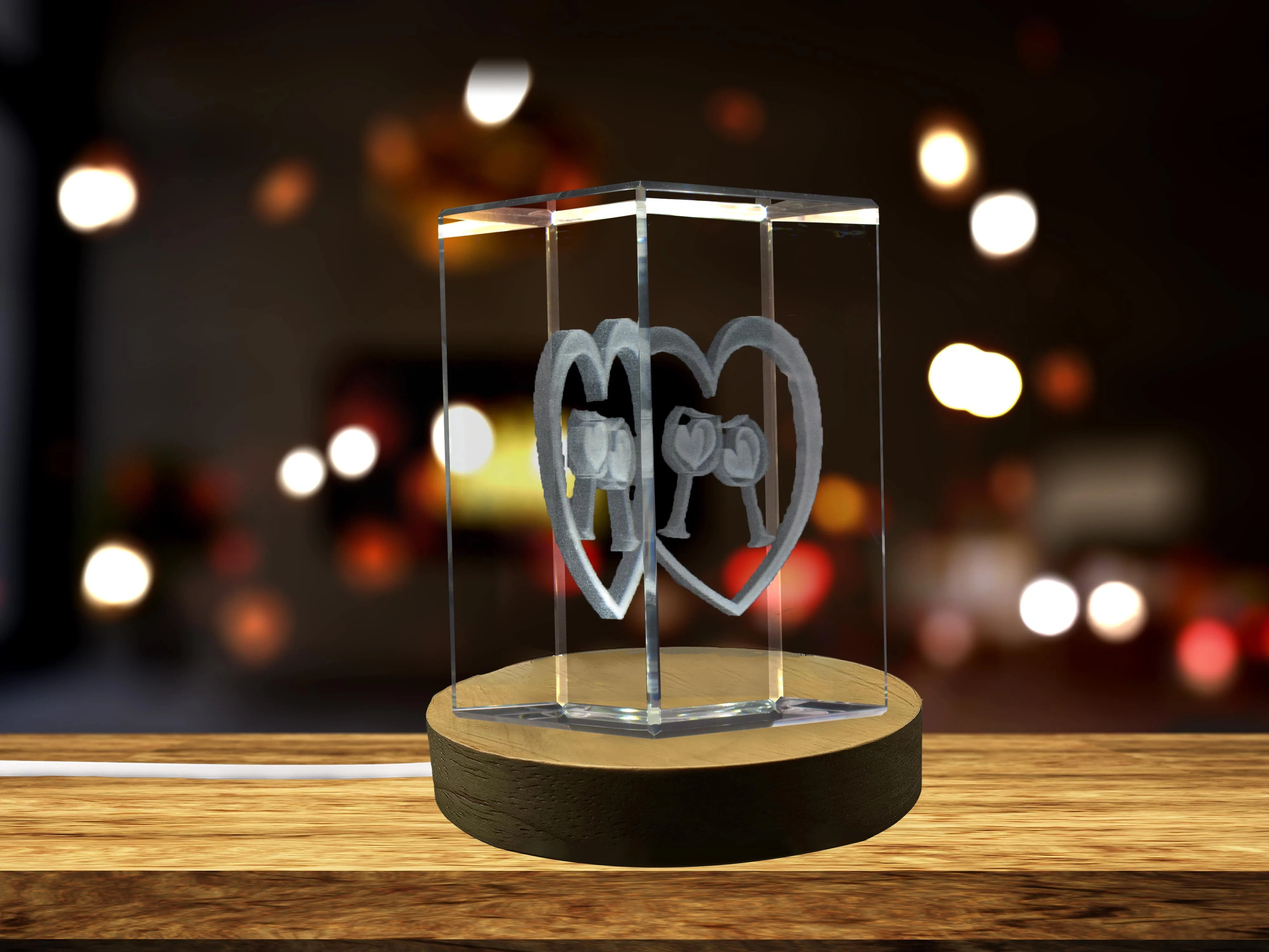 Wine and Love 3D Engraved Crystal 3D Engraved Crystal Keepsake/Gift/Decor/Collectible/Souvenir