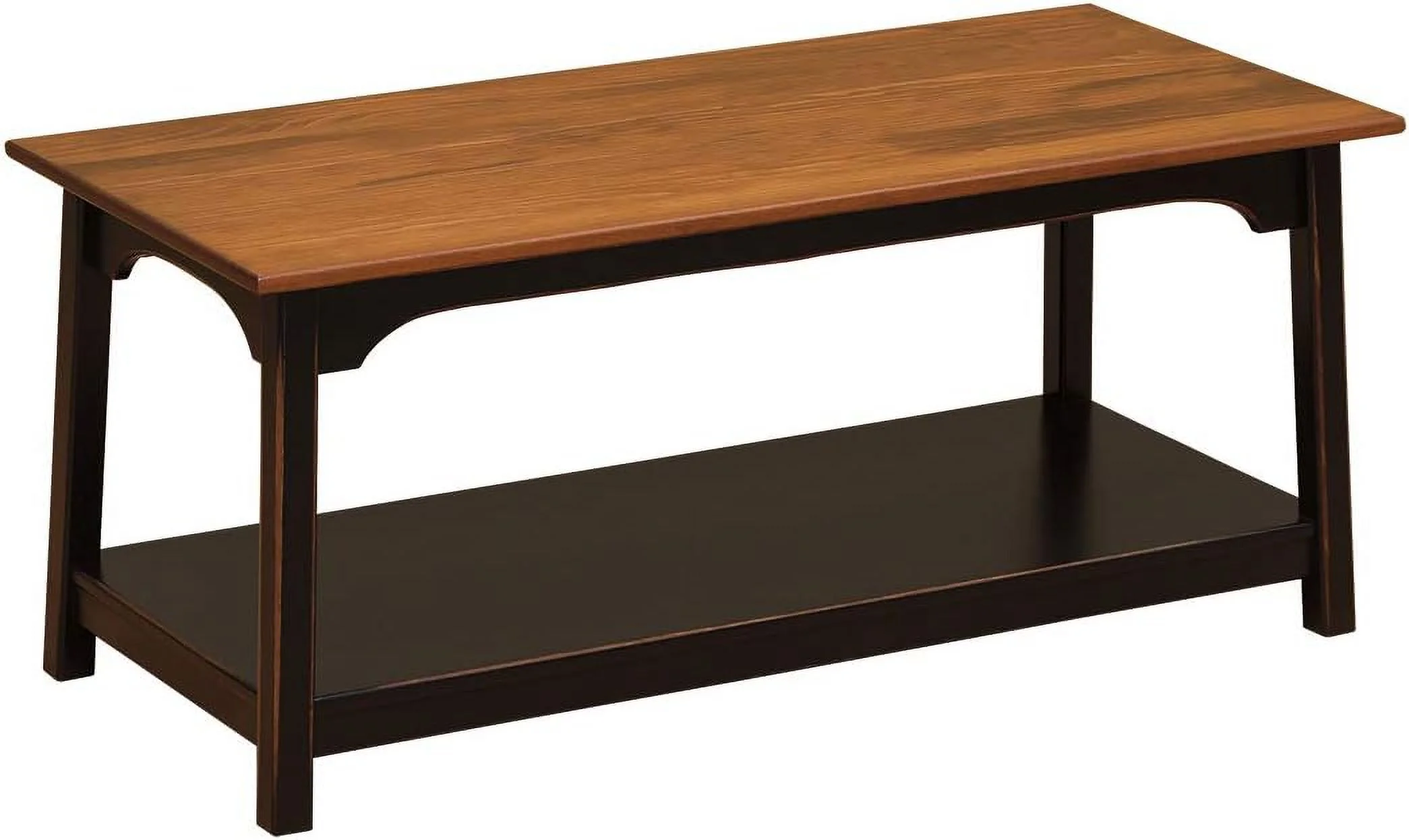 Rustic Wood Shaker Coffee Table Amish Furniture, 2 Tier Shelves Farmhouse Coffee Tables Made From Durable Real Wood, Coffee Tables For Living Room - 44