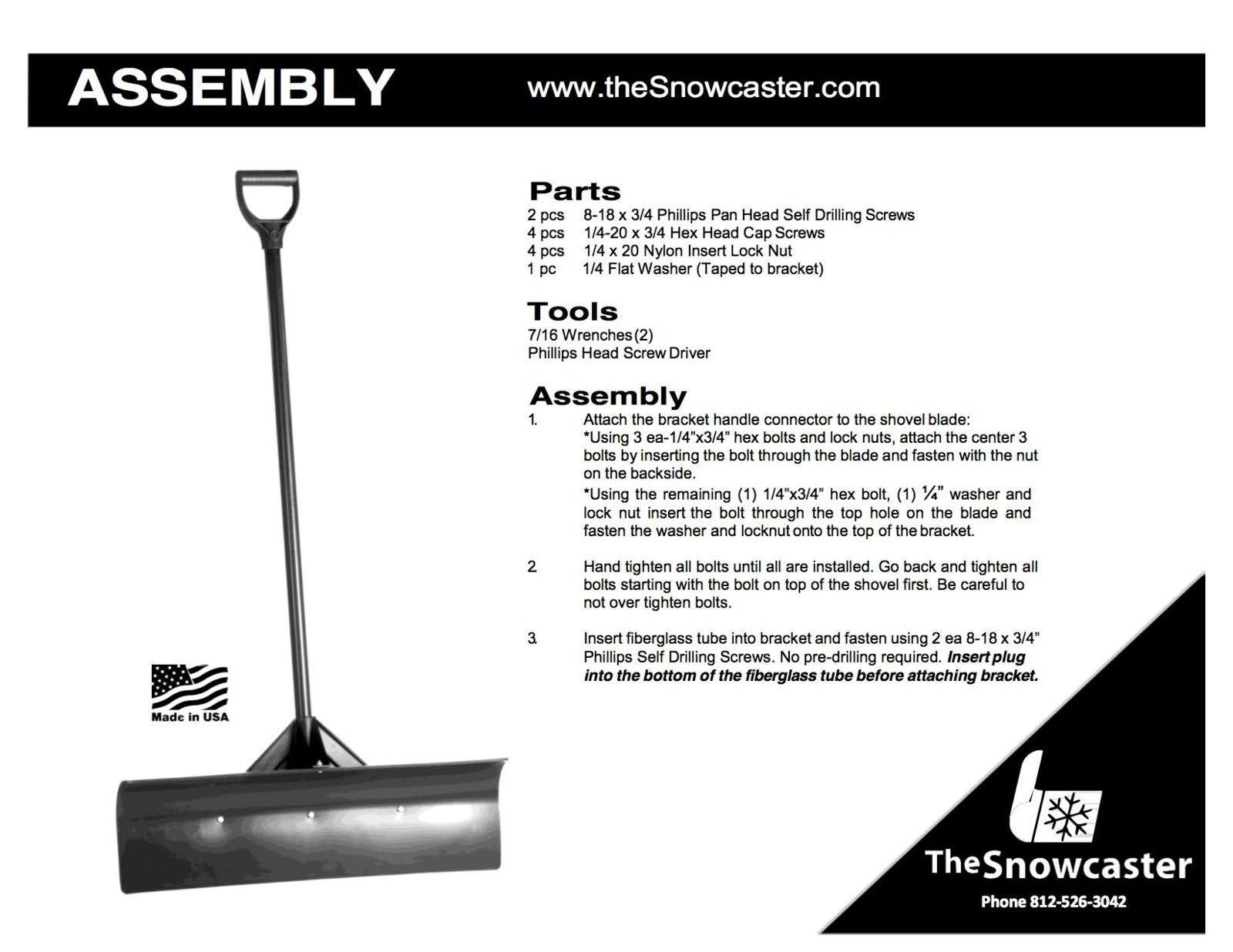 The Snowcaster 48uph Pusher Shovel, 48 inch