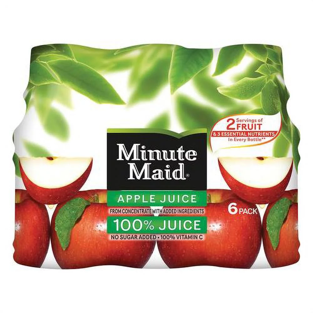 Minute Maid 100% Apple Juice, 6 CT, 10 Oz - 60 Oz (Pack of 18)