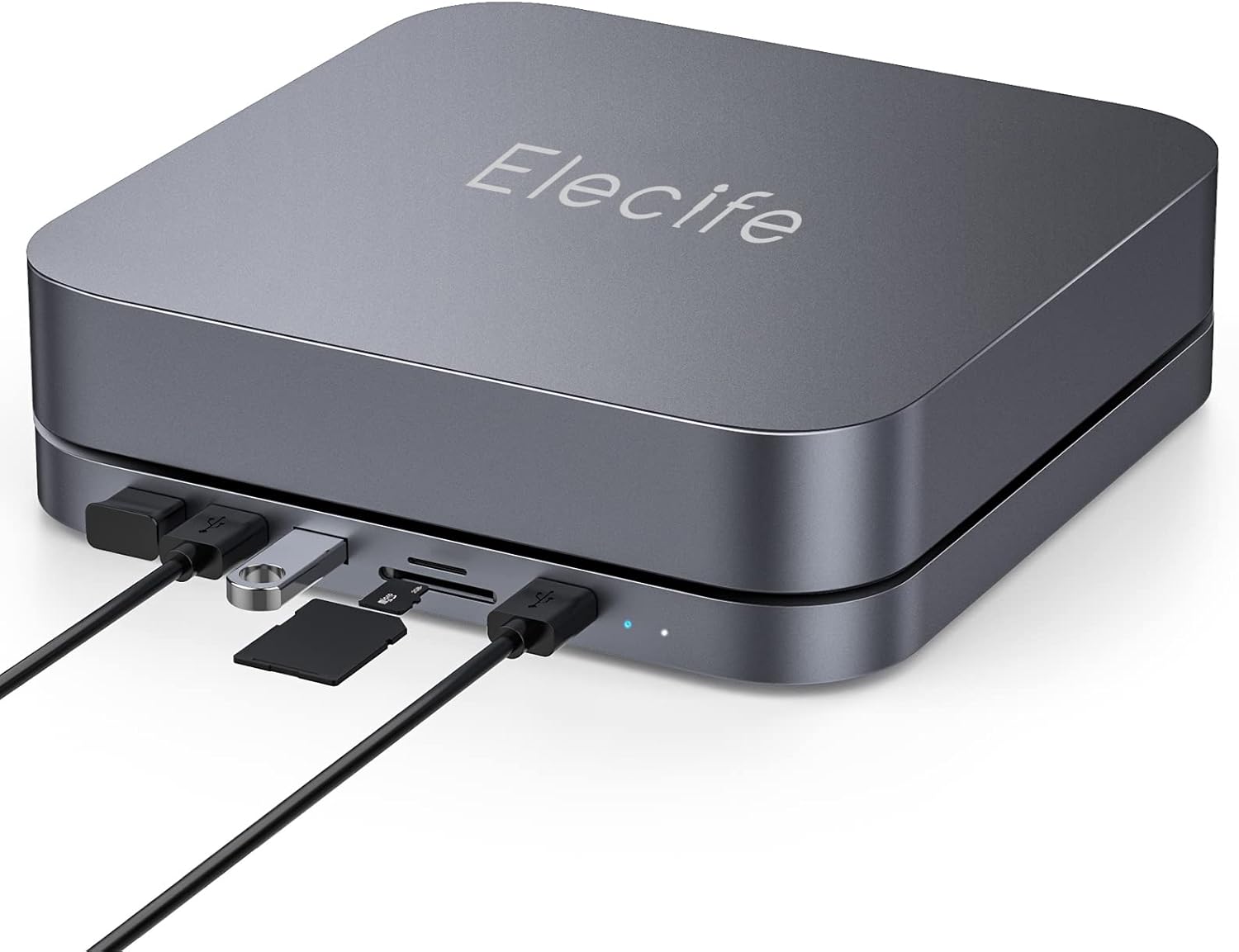 USB-C Hub with Hard Drive Enclosure for Mac Mini M1, Type C Docking Station with SATA SSD/HDD Slot, Dual USB 3.0/2.0 Port, TF/SD Card Readers, Compatible with Mac Mini 2018/2020