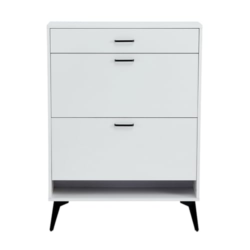 Free Standing Shoe Storage Cabinet With Metal Legs Space-saving Design Shoe Rack Storage Organizer For Heels Boots Slippers grey