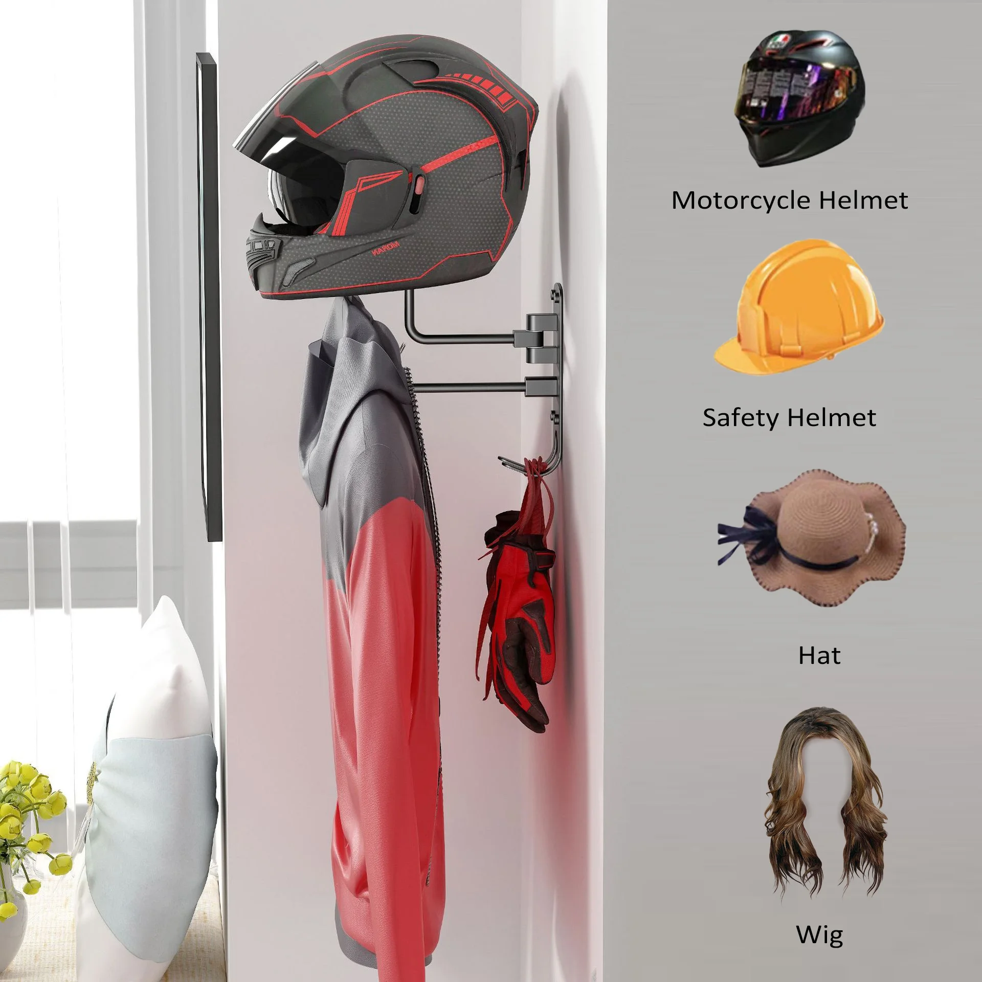 Spirastell Rack,Rotation Helmet Helmet With 2 Caps Helmet With 2 Helmet Wall Mount 180 Rotation Helmet Mount 180 Rotation Wall Mount 180