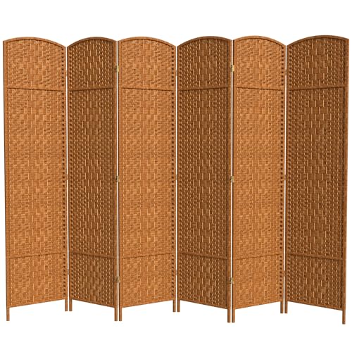 Red Lantern 7 ft. Tall Diamond Weave Dark Beige-6 Panels Room Divider