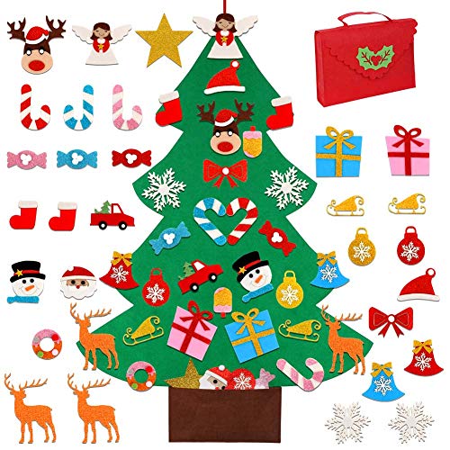 Aytai DIY Felt Christmas Tree Set with Ornaments for Kids, Xmas Gifts, New Year Door Wall Hanging Decorations