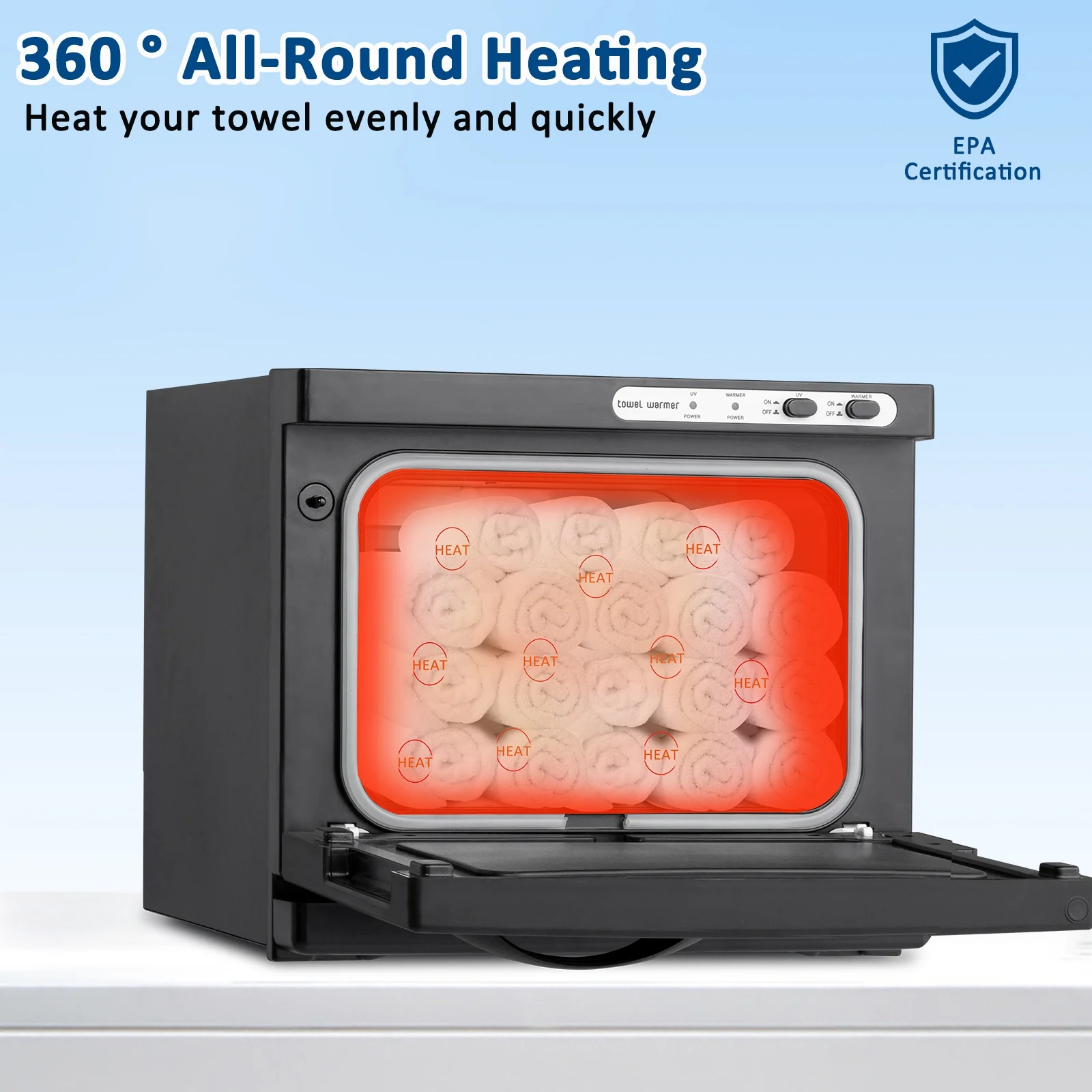 8L Black Towel Warmer - UV Sterilizer Hot Towel Heating Cabinet for Spa, Bathroom, Barber, Salon, Beauty