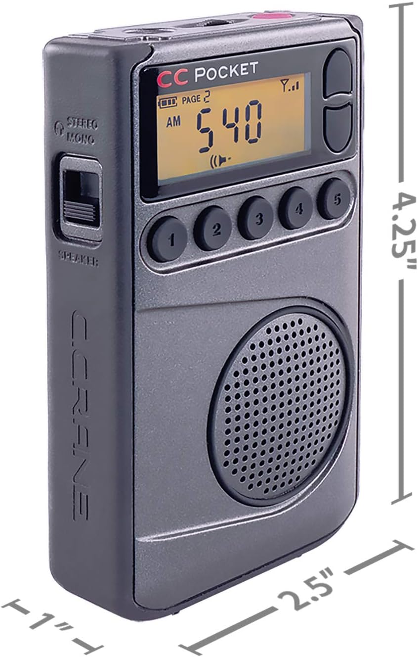 C. Crane CC Pocket AM FM and NOAA Weather Radio with Clock and Sleep Timer
