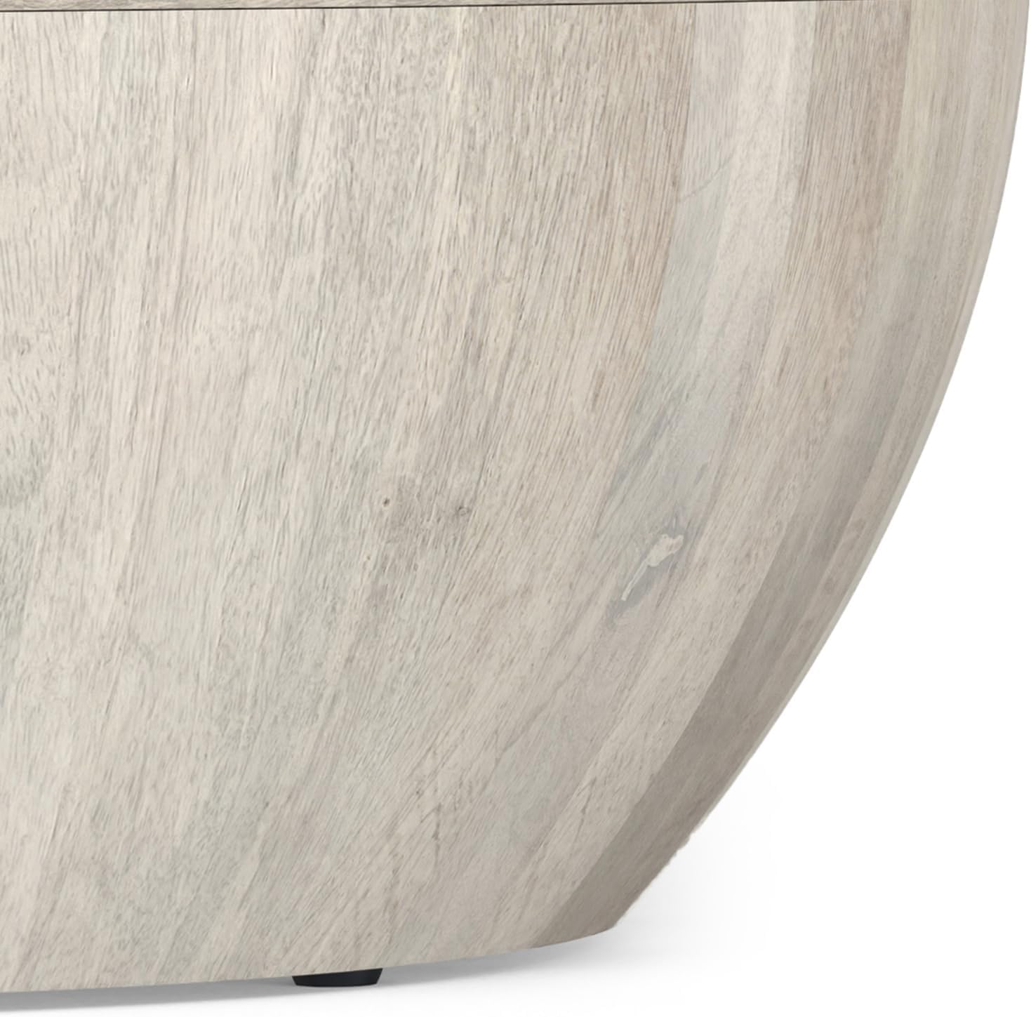 SIMPLIHOME Elmbrook Drum Coffee Table, 34 inch, White Wash