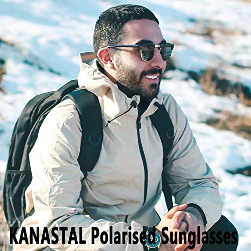 KANASTAL Semi Rimless Polarised Sunglasses Men Women Classic Horn Rimmed Frame UV400 Half Frame Shades