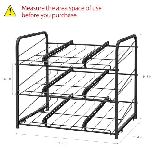 Can Organizer for Pantry Stackable 2 Pack, Can Storage Organizer Rack Stacking Can Dispensers Small Space Holds up to 36 Cans for Pantry, Kitchen, Cabinet- Black