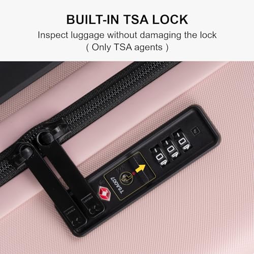 LEVEL8 Hard Shell Carry on Luggage Airline Approved, Carry-on Suitcases with Wheels, Lightweight Luminous Textured Hardside Travel Bag with Tsa Lock, 20 Inch, Black