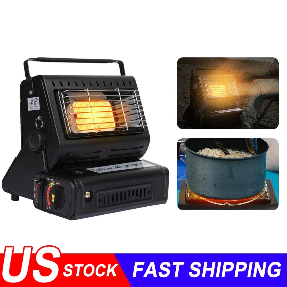 JahyShow Multifunctional Survival Heater, Suitable for Camps, Dual Purpose Butane Burner, Sleek Black Stainless Design