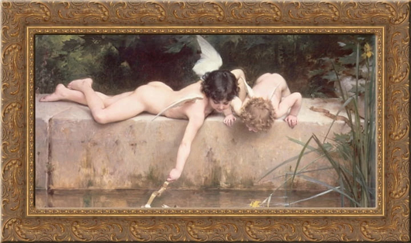 Le Sauvatage 24x16 Gold Ornate Wood Framed Canvas Art by Munier, Emile