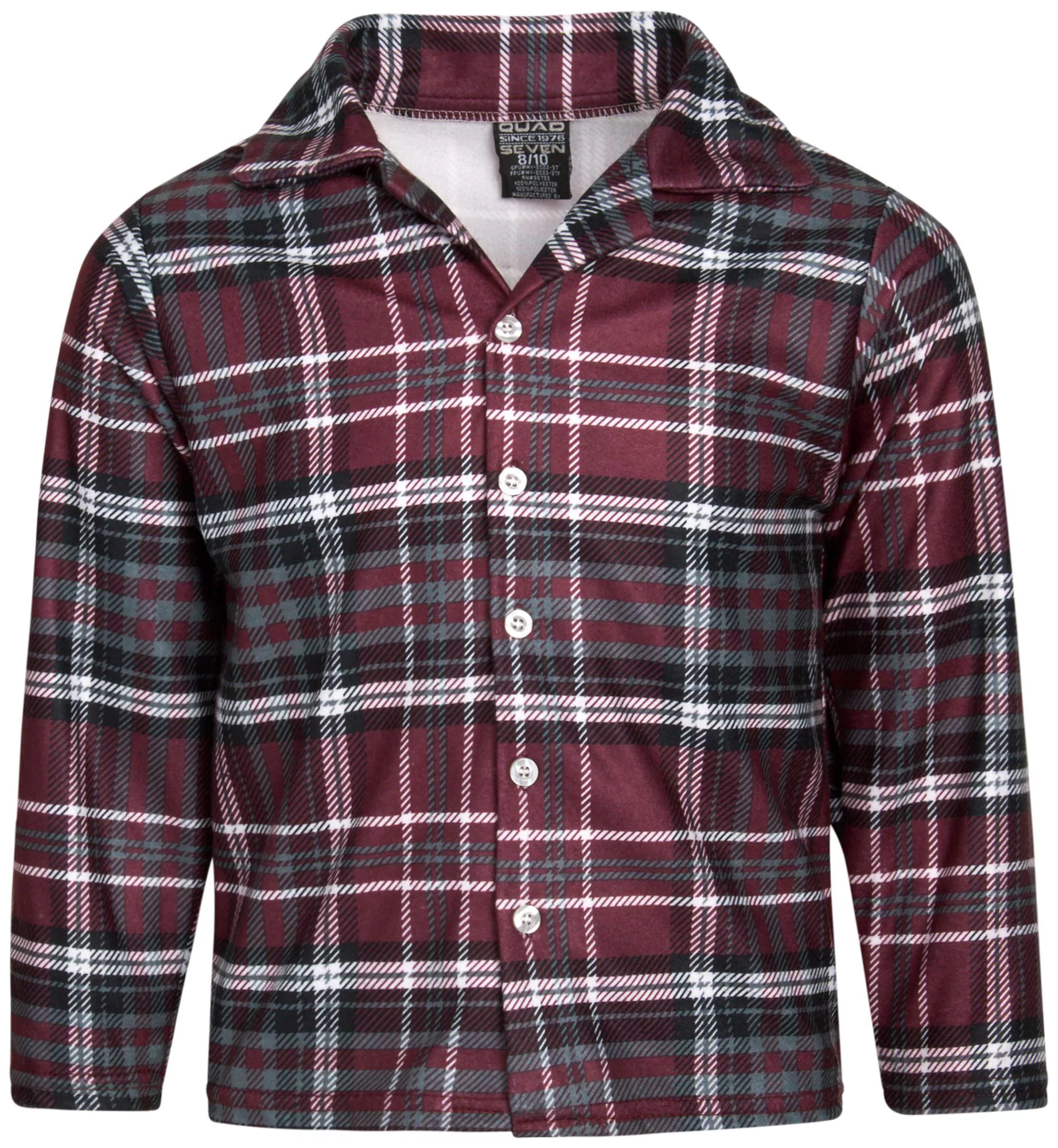 Quad Seven Boy's Flannel Fleece Pajamas - 4 Piece Long Sleeve Button Down Shirt and Pants Set (4-18)