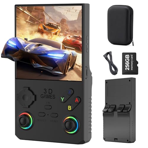 FVBADE 【40000 in 1 V40 MAX Handheld Game Console 4.0 inch IPS Screen Mini Retro Console 4000mAh Portable Pocket Arcade 45+ Mainstream Emulator 256G TF Card Transparent(Black)
