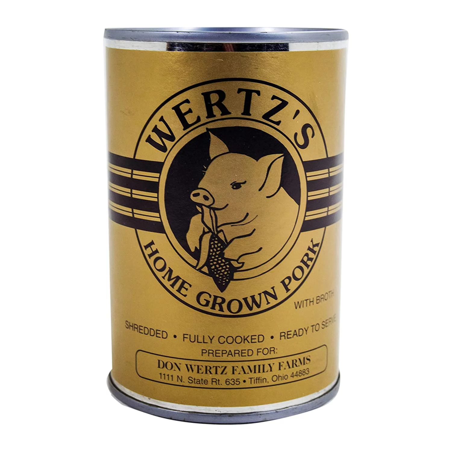 Wertz's GMO Free Ready to Eat USDA Approved Canned Pork Meat 28oz Can Emergency Survival Food for Camping, Hiking and Backpacking- 12 Cans