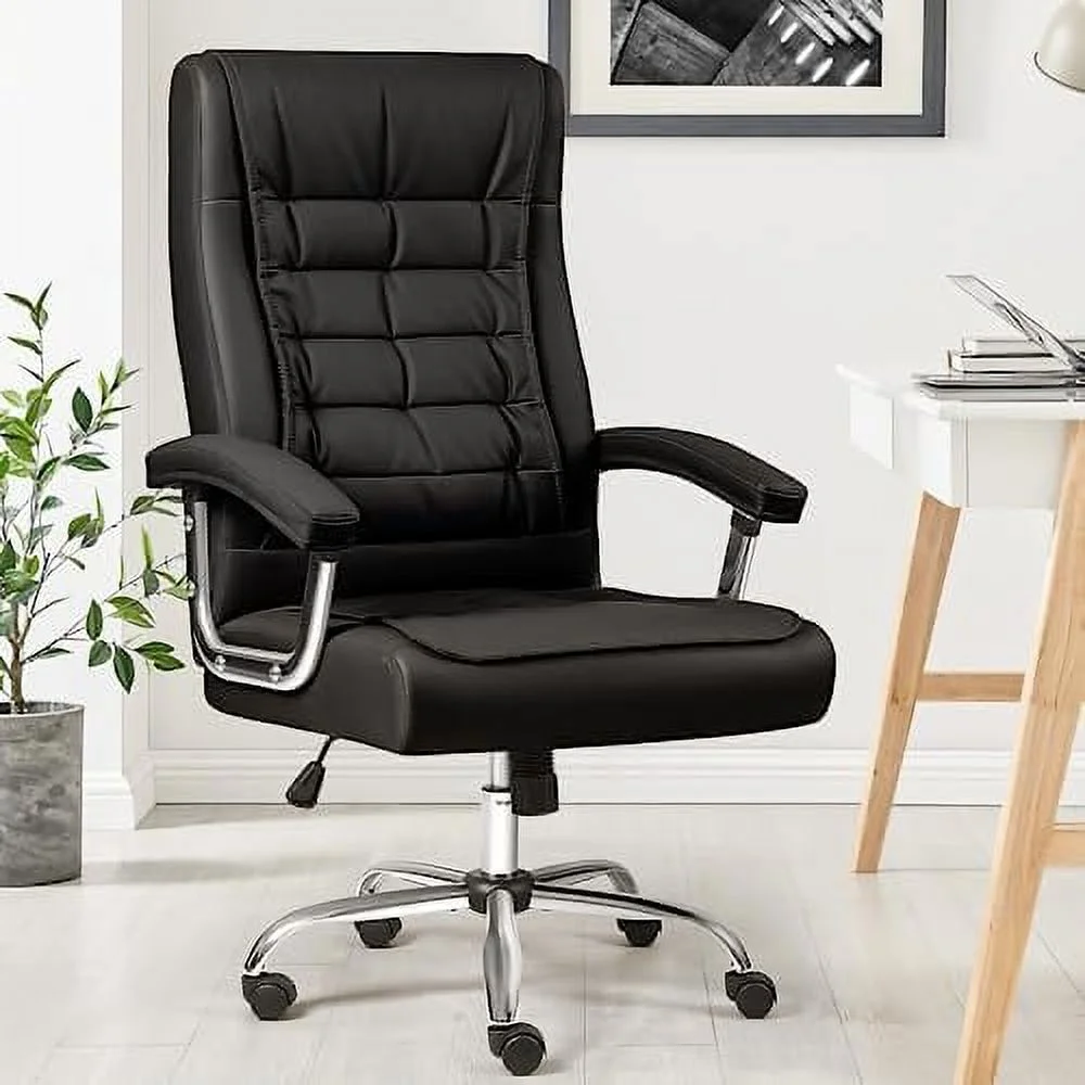 RUNFAYBIU Big and Tall Office Chair 350lbs Leather Office Chair for Heavy People High Back Executive Desk Chair Adjustable Home Office Chair with Armrest Swivel Computer Chair with Spring