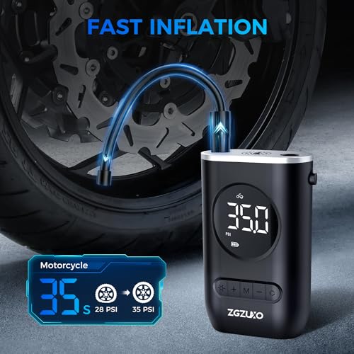 Tire Inflator Portable Air Compressor - 150PSI Cordless Air Pump for Car Tires with Pressure Gauge LED Light, Electric Bike Tire Pump for Car Motorcycle Bicycle Ball, Car Accessories