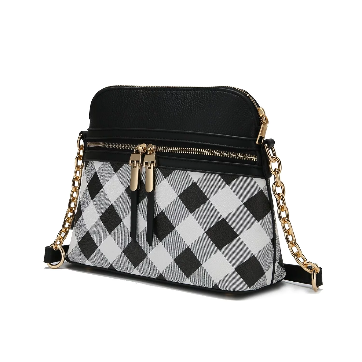 MKF Collection Suki Checkered Vegan Leather Women's Crossbody Handbag by Mia K. - Navy
