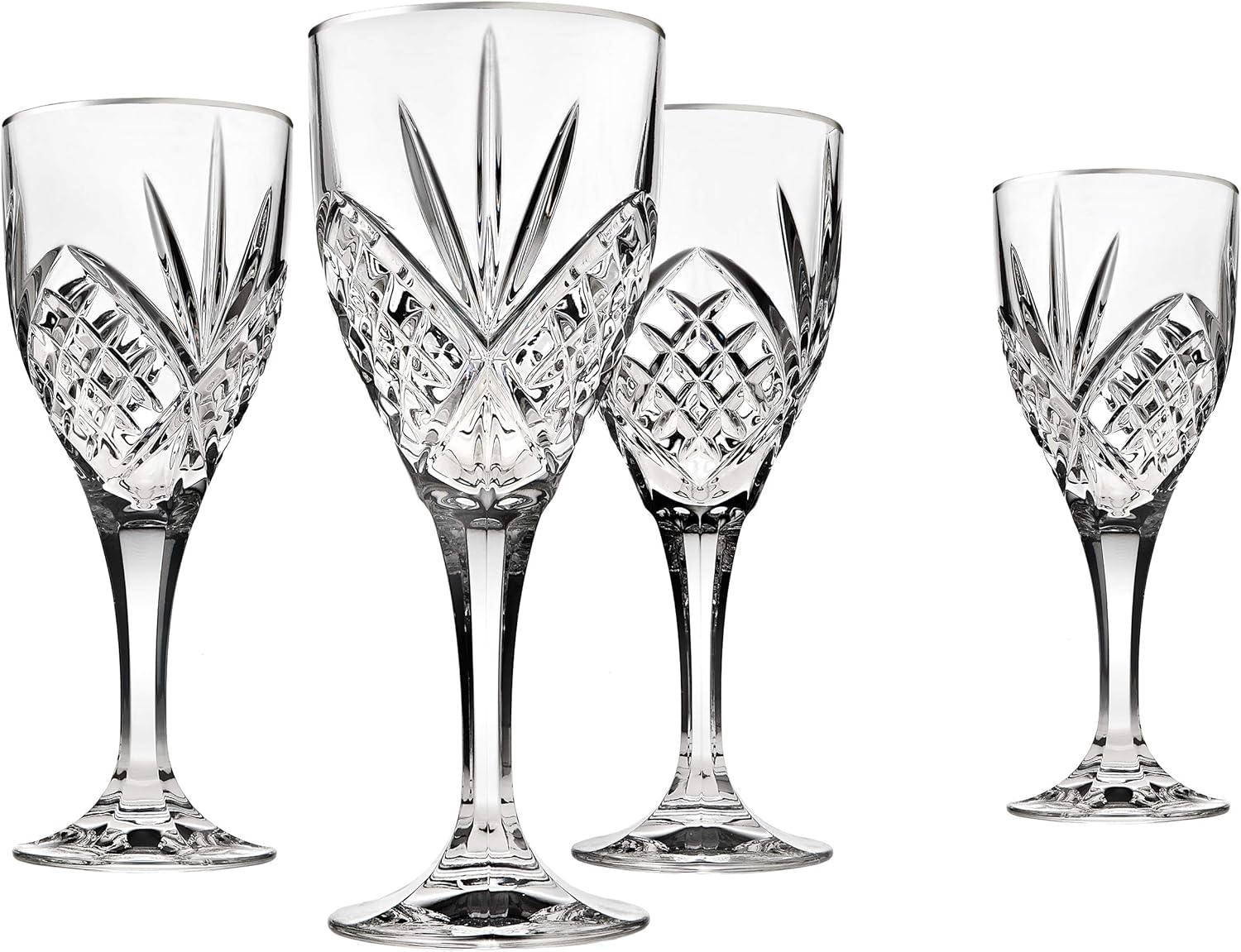 Godinger Wine Glasses, Stemmed Wine Glass Goblets - Dublin Platinum - 9oz, Set of 4