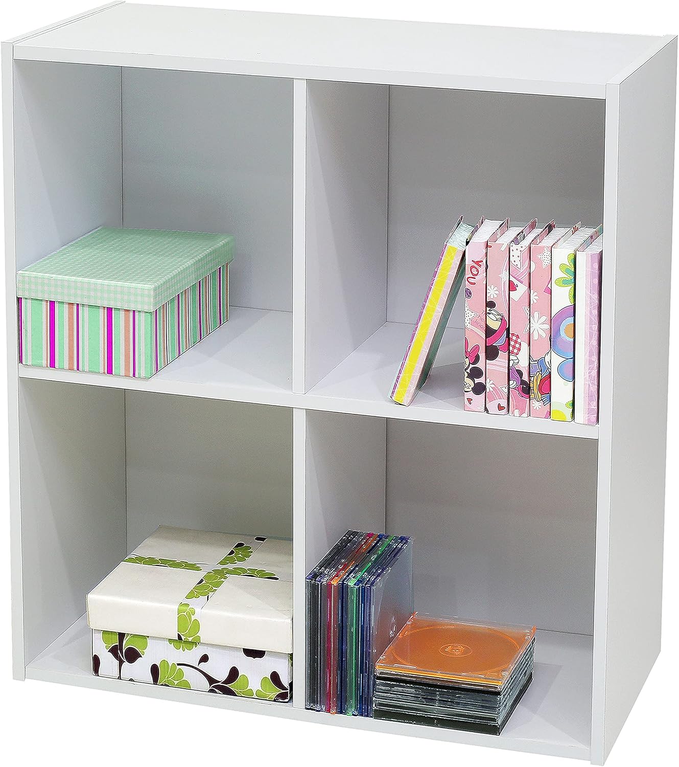 KB Designs 4-Cube Bookcase, Unit Shelf, Storage Organizer, White