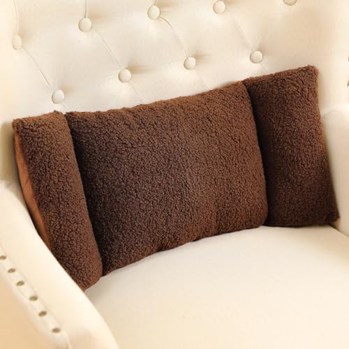 Queekay Fleece Lumbar Support Pillow 3 Section Back Pillow Office Chair Pillow for Back Support Comfortable Lumbar Support Cushion for Car Seat Low Back Pain Relief Sofa Rest (Gray)