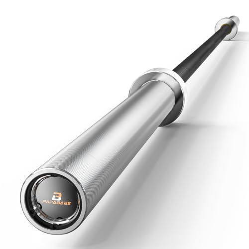 PAPABABE Olympic Barbell, 2-inch 45lb/35lb Weight Bar for Strength Training. 6.5ft/7ft Olympic Bar, 1000lb Plus Capacity, Chrome/Zinc Plating, knurled Grip for Bench Press Deadlift Squat