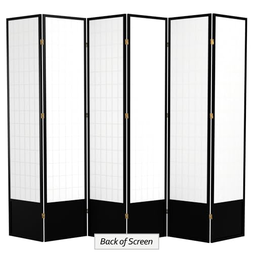 Red Lantern 7 ft. Tall Window Pane Shoji Screen-White-3 Panels Room Divider