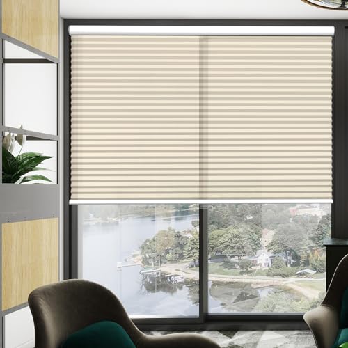 Cellular Shades Cordless Light Filtering Window Curtains for Privacy Protection Easy to Install Top Down Indoor Cordless Honeycomb Blinds for Windows, Custom Size White