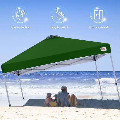 MASTERCANOPY Durable Pop-up Canopy Tent with 1 Sidewall (10'x10',White)
