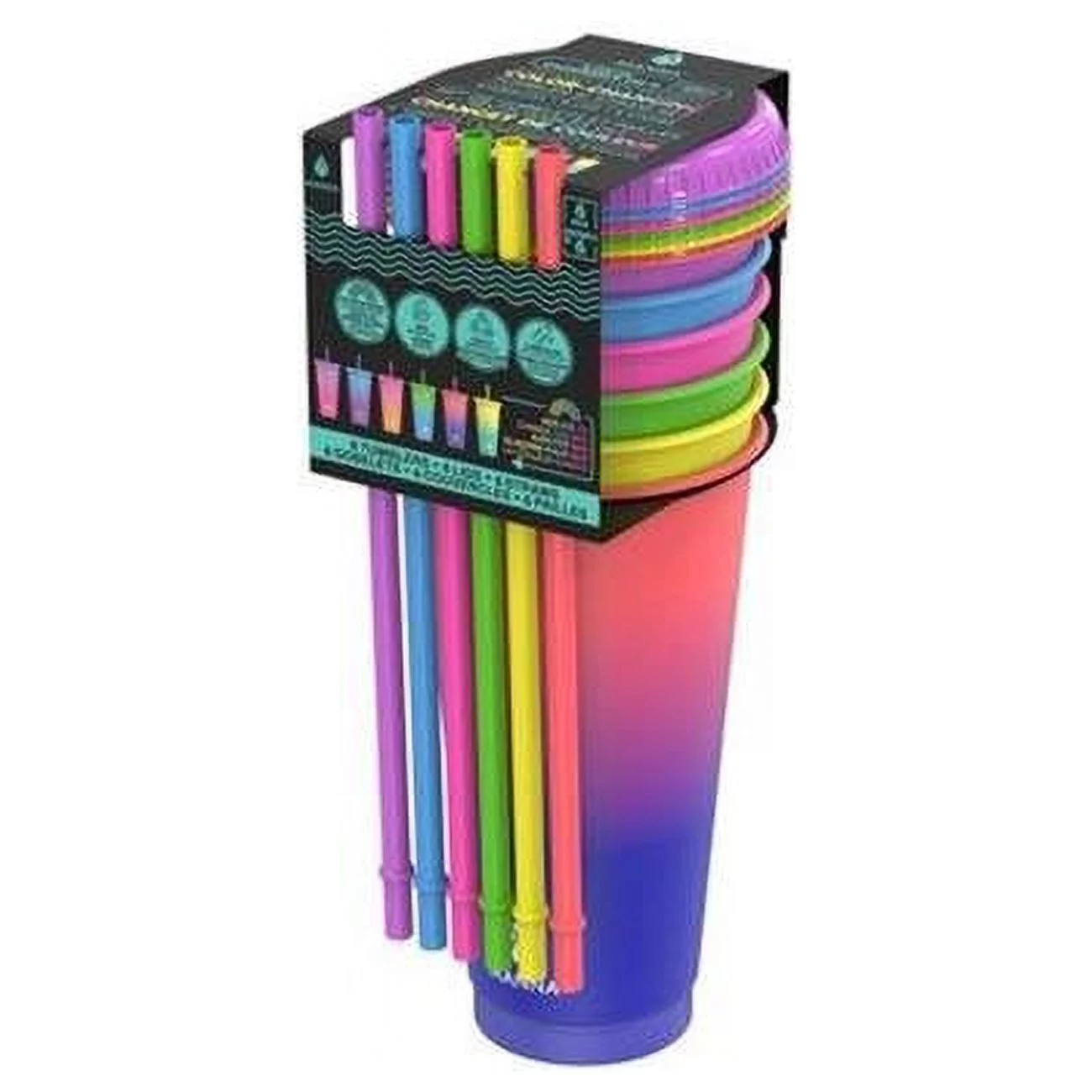 Manna  24 oz Color Changing Tumbler Lid & Assorted Straw - Pack of 6