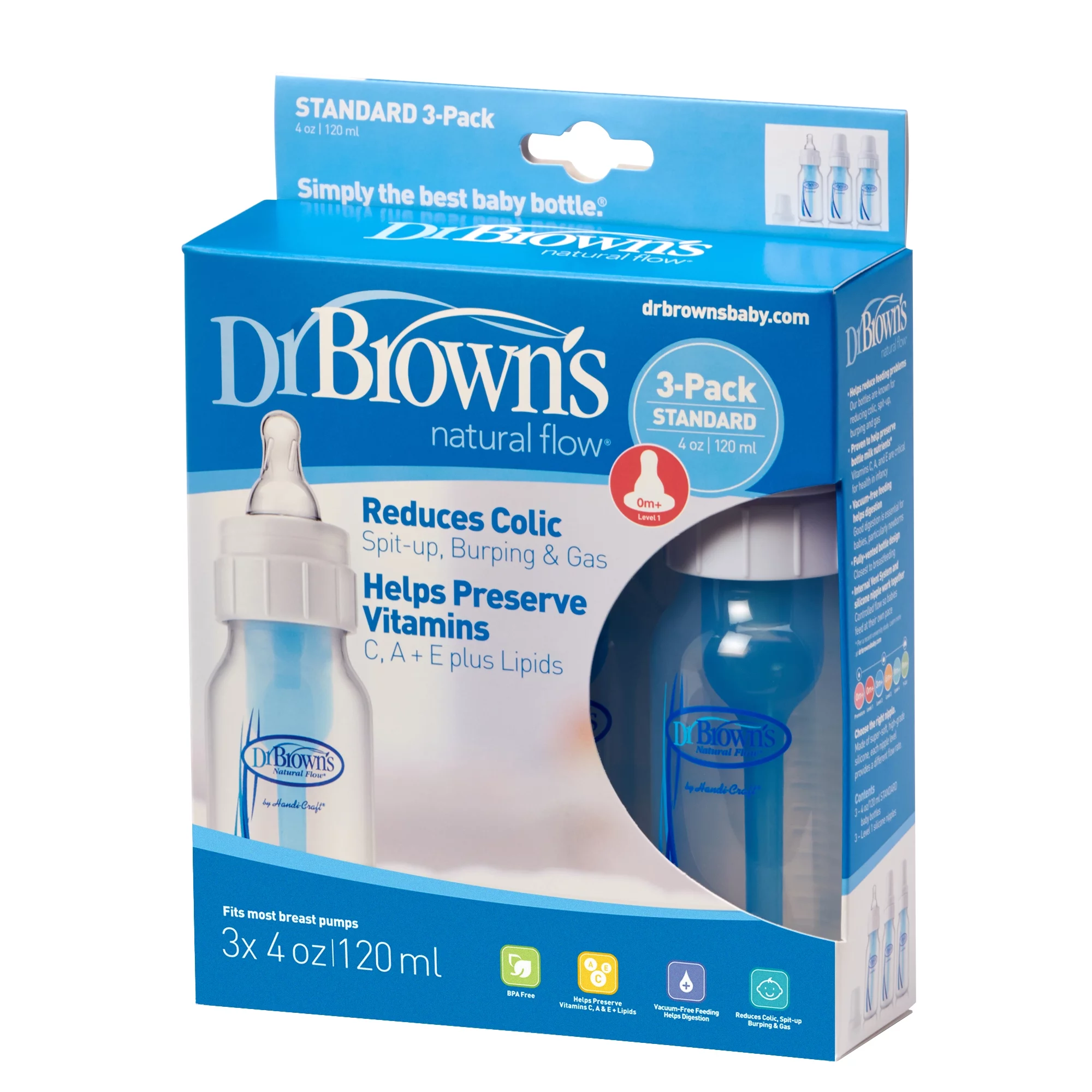 Dr. Brown's Natural Flow Standard Polypropylene Bottle (4 oz) - 3 Pack