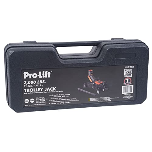 Pro-LifT F-2315PE Grey Hydraulic Trolley Jack Car Lift with Blow Molded Case-3000 LBS Capacity, 12 Inch, Black