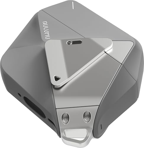 Aulumu A09 Geometric AirPods Pro 2 Case [2nd/1st Generation] with Lock | Protective Cover with Nylon Buckle | Alloy Armour | Compatible with Apple AirPods Pro(2023/2022/2019) - Gray