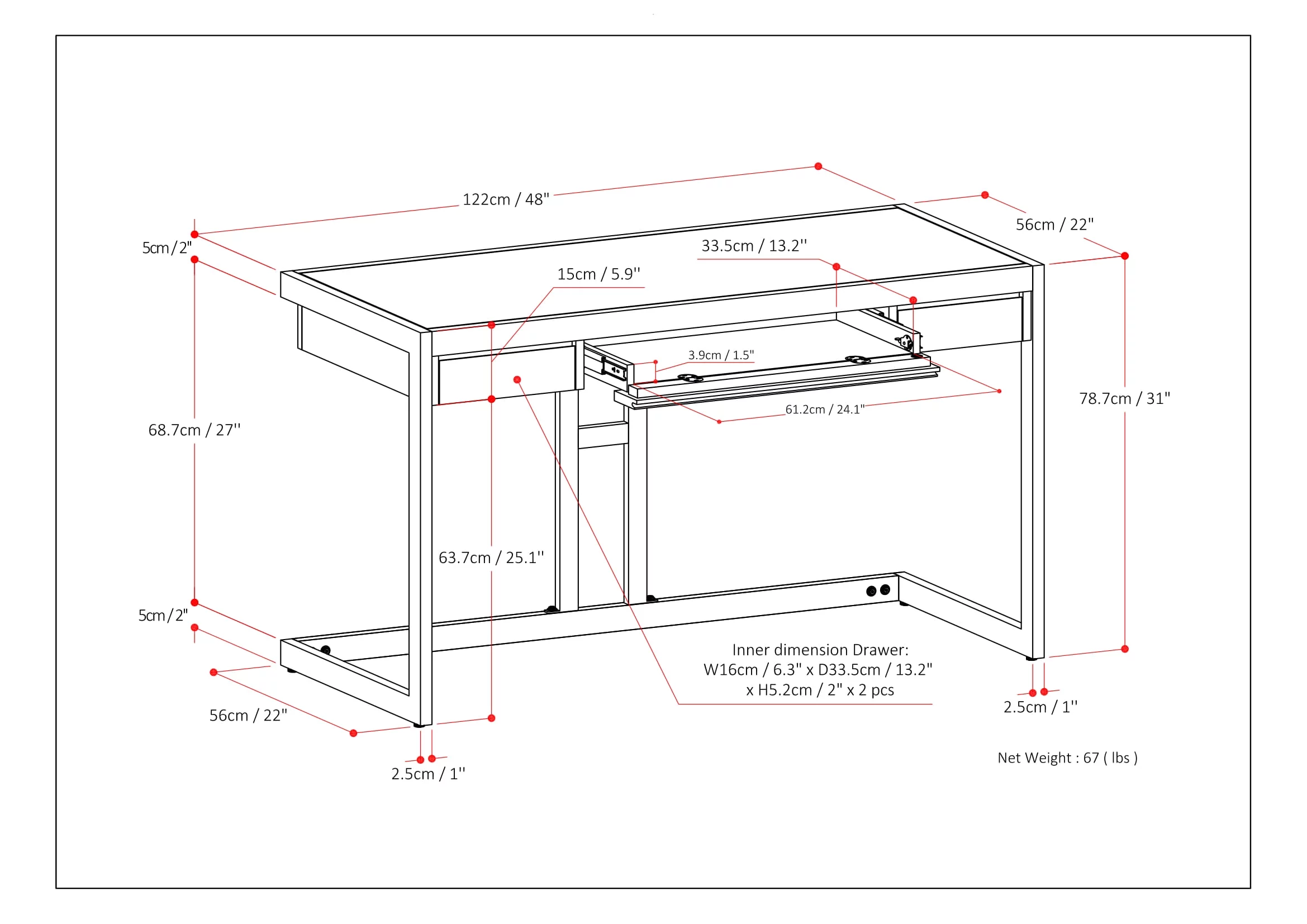 Simpli Home Erina Wood Small Desk in Distressed Charcoal Brown