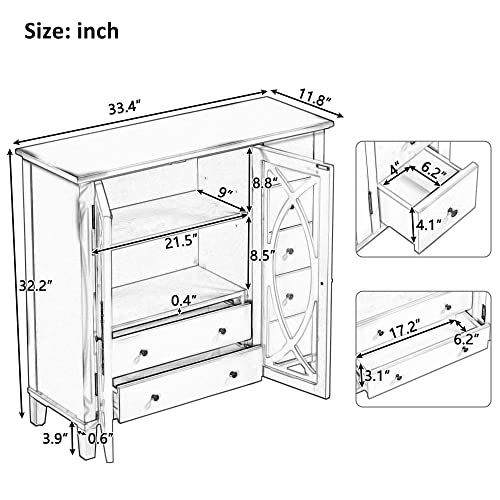 Vintage Style Sideboard Accent Storage Sideboard Wooden Sideboard with Adjustable Shelf,5 Small Drawers and 2 Large Drawers,for Entryway,Living Room,Bedroom (Antique Light Green#N)