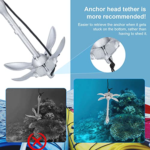 XGeek Kayak Anchor, Boat Anchor,3.5 lbs Foldable Grapnel Kayak Anchor Kit- Ideal for Kayaks, SUPs, Small Boats,Jet Ski