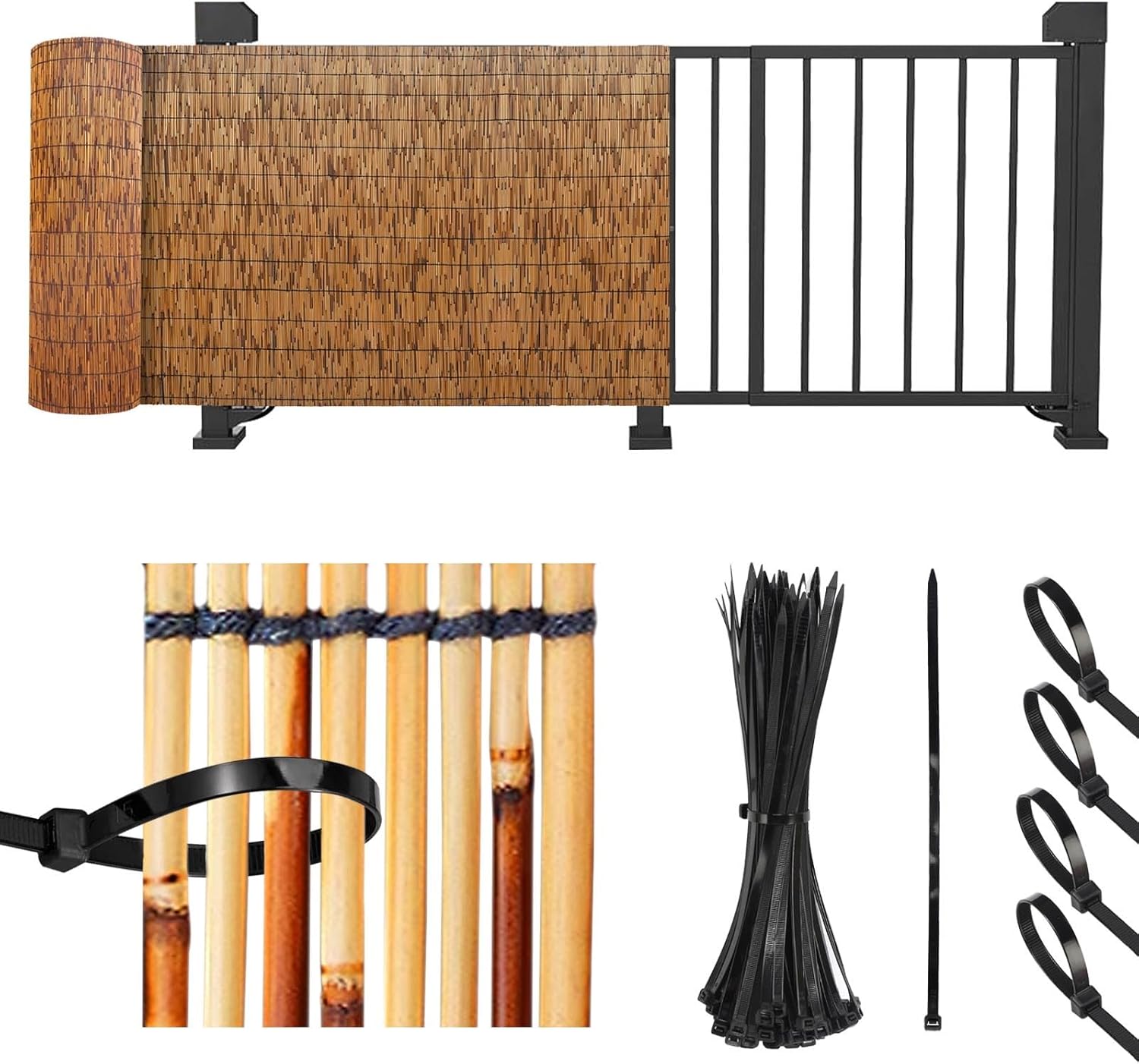 Balcony Fencing Covering Privacy Screen Panels Natural Bamboo Fence 2.3x15ft 2.7x25ft 3x30ft 4x36ft 5x50ft 6x50ft Decorative Fences Easy to Install for Garden Outdoor Backyard Patio Pergola