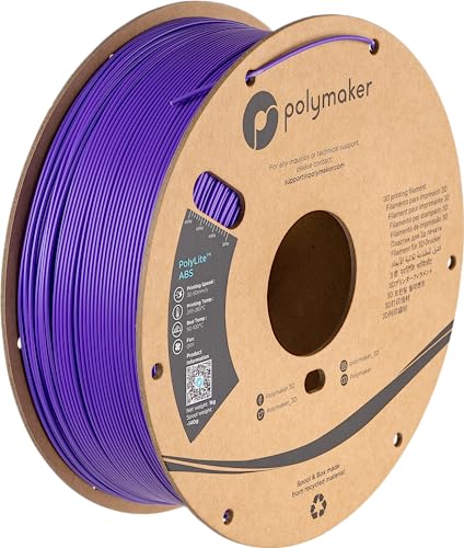Polymaker ABS Filament 1.75mm Black, ABS 3D Printer Filament 1.75mm Heat Resistant 1kg - PolyLite ABS 3D Printing Filament 1.75mm, Strong & Durable, Dimensional Accuracy +/- 0.03mm