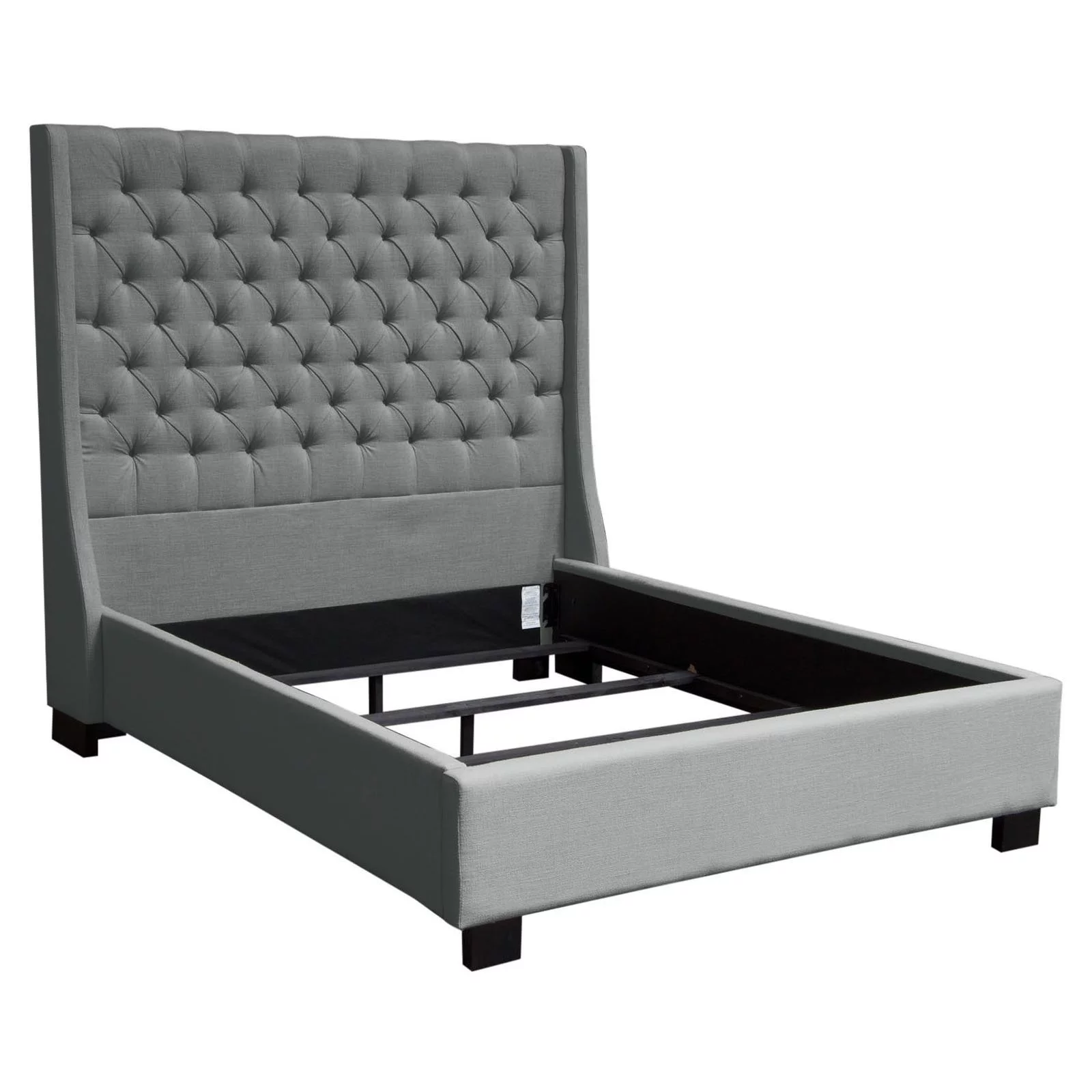 Diamond Sofa Park Avenue Tufted Bed with Vintage Wing - Grey Linen