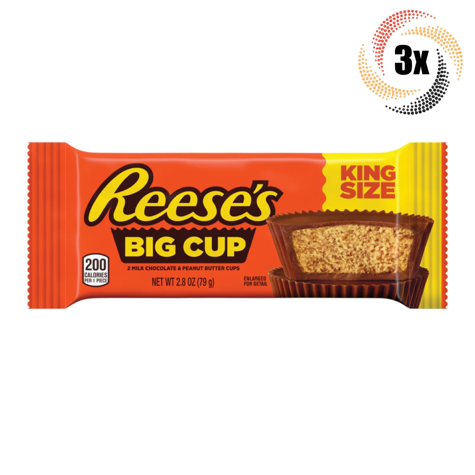 3x Packs Reese's Peanut Butter King Size Big Cups | 2 Cups Per Pack! | 2.6oz