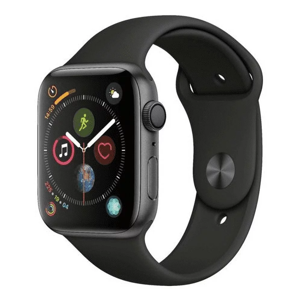 Restored Apple Watch Series 4 GPS w/ 44MM Space Gray Aluminum Case & Black Sport Band (Refurbished)