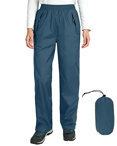 Outdoor Ventures Women's Rain Pants Packable Waterproof Hiking Pants Windproof Breathable Outdoor Rain Over Pants