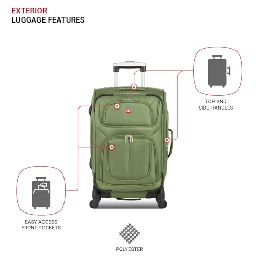 SwissGear Sion Softside Expandable Roller Luggage, Teal, 3 Piece Set (21/25/29)