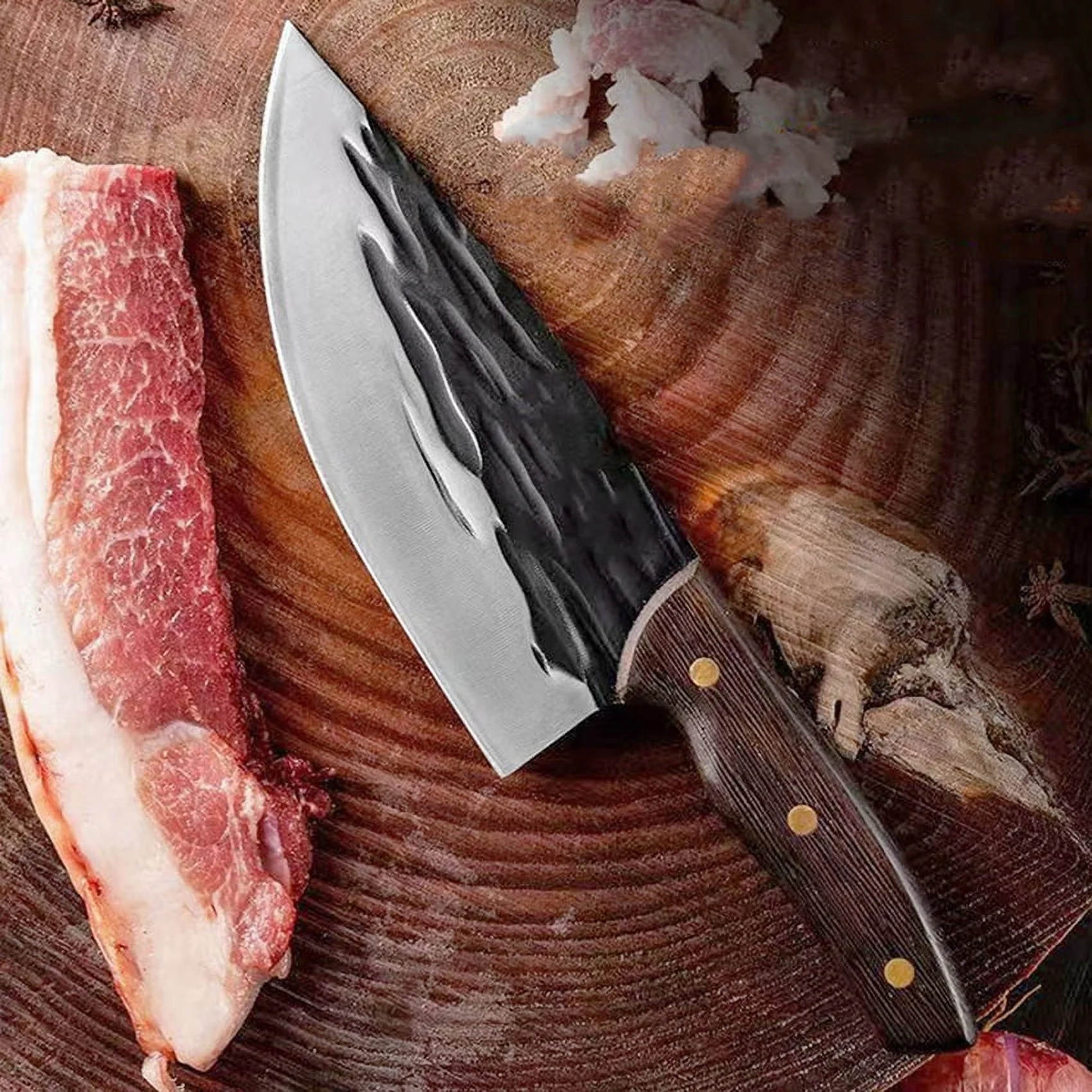 Kitchen Hammered Slicing Knife Damascus Chopper Fish Meat Cleaver Stainless Steel Butcher Boning Knife Outdoor Hunt Camping Tool