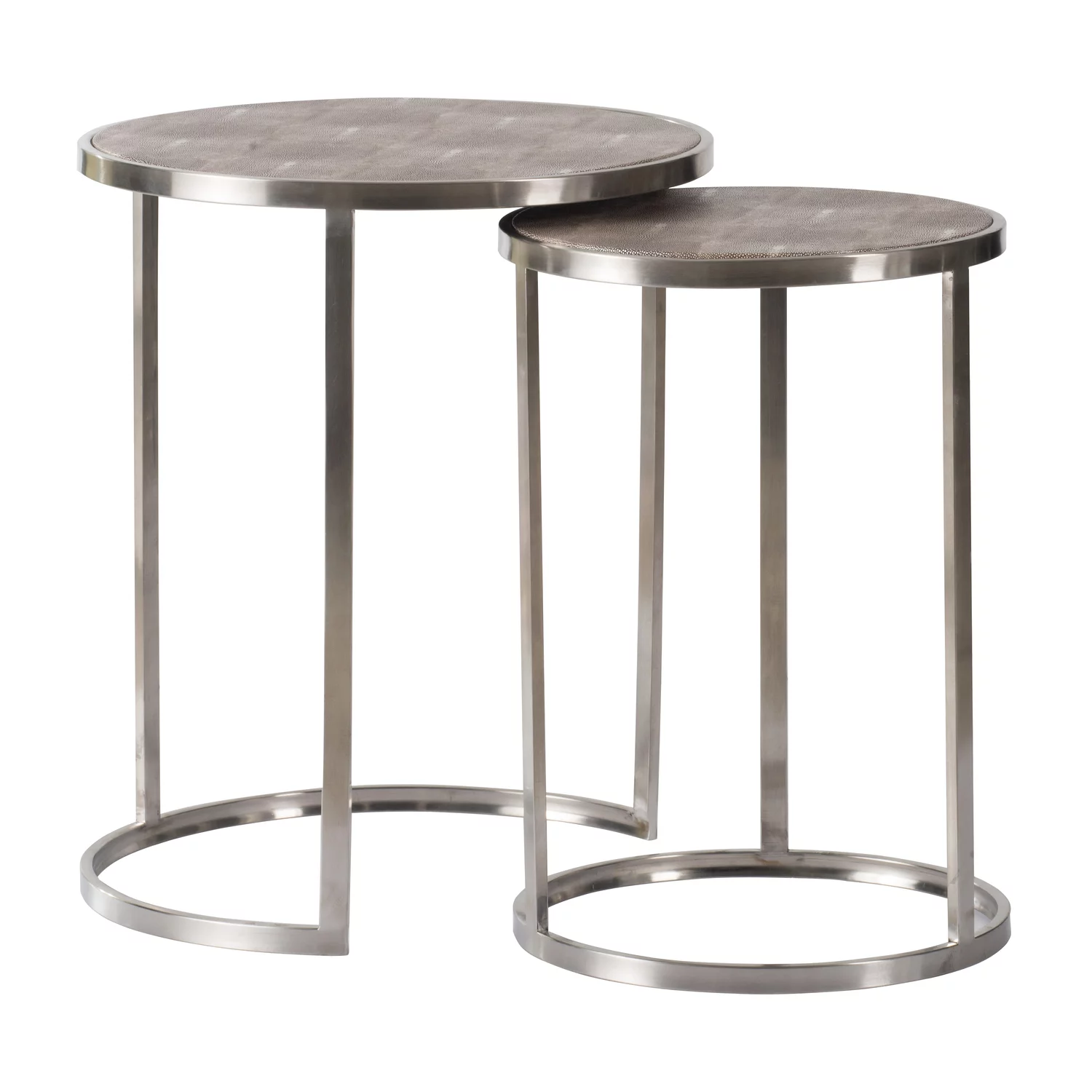 A&B Home Textured Print Round Nesting Tables with Rod Legs - Set of 2 - Gray, Steel Finish