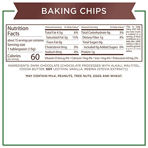 Russell Stover Sugar Free Dark Chocolate Baking Chips, Bag, brown, 8 ounce (pack of 1)