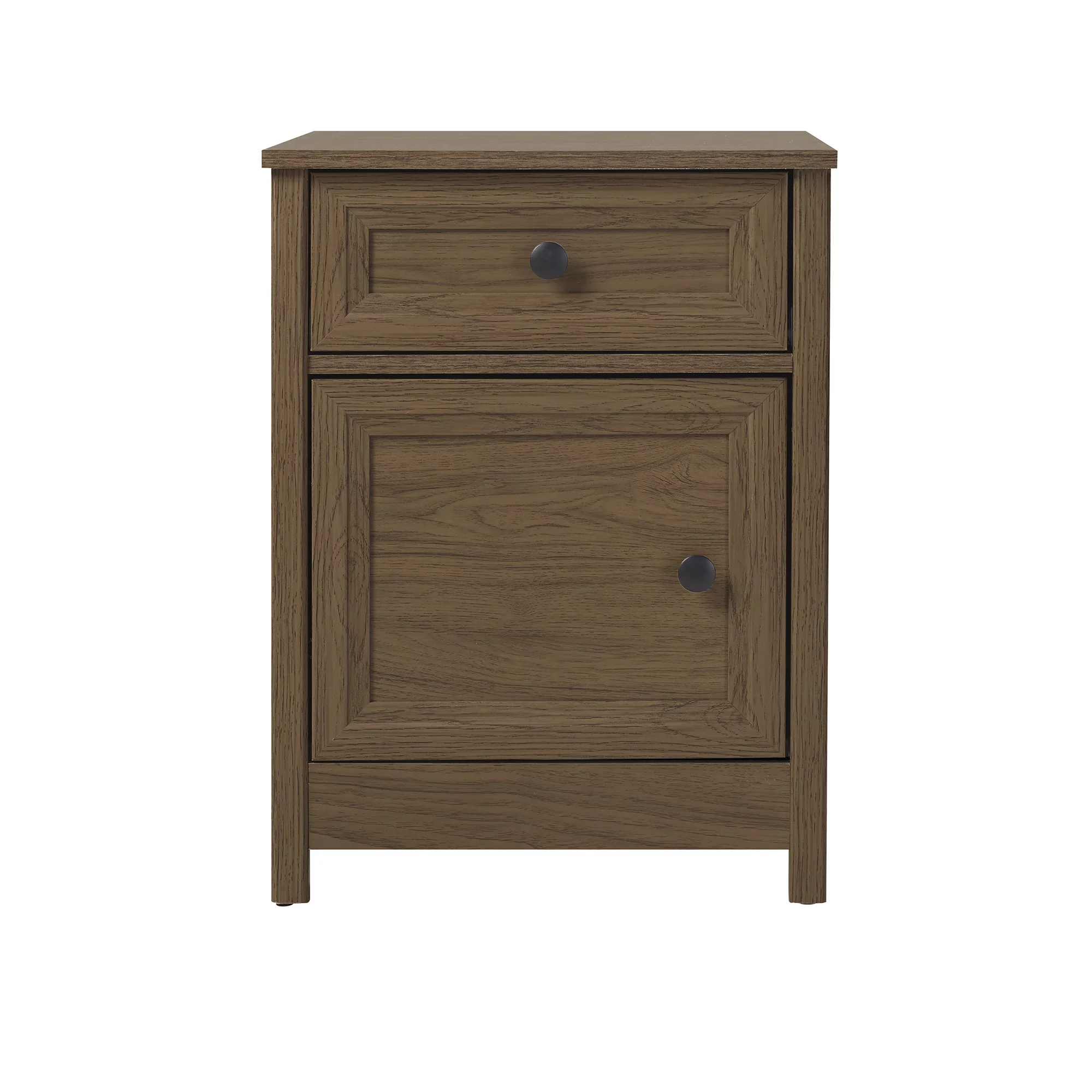 Manor Park Classic Style 1 Door and Drawer Nightstand, Dark Walnut