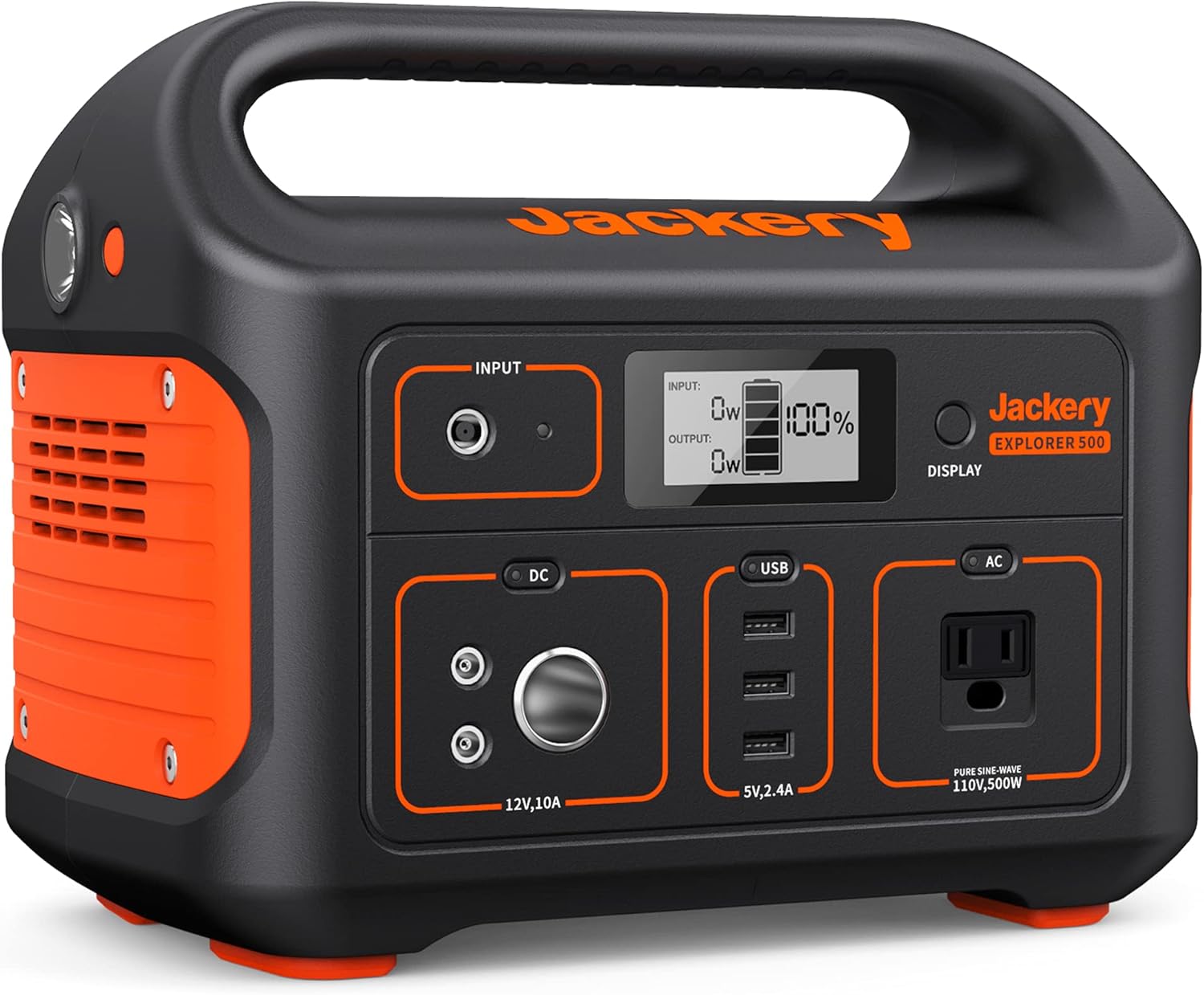 Jackery Portable Power Station Explorer 500, 518Wh Outdoor Solar Generator Mobile Lithium Battery Pack with 110V/500W AC Outlet (Solar Panel Optional) for Road Trip Camping, Outdoor Adventure