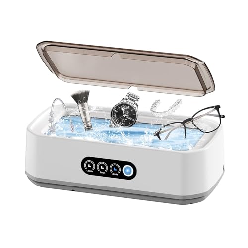 650ML Ultrasonic Jewelry Cleaner, 49KHz 40W Sonic Cleaner Machine for Jewelry, Earrings, Necklaces, Glasses, Denture, Rings, Watch Strap (Stainless Steel Tank)